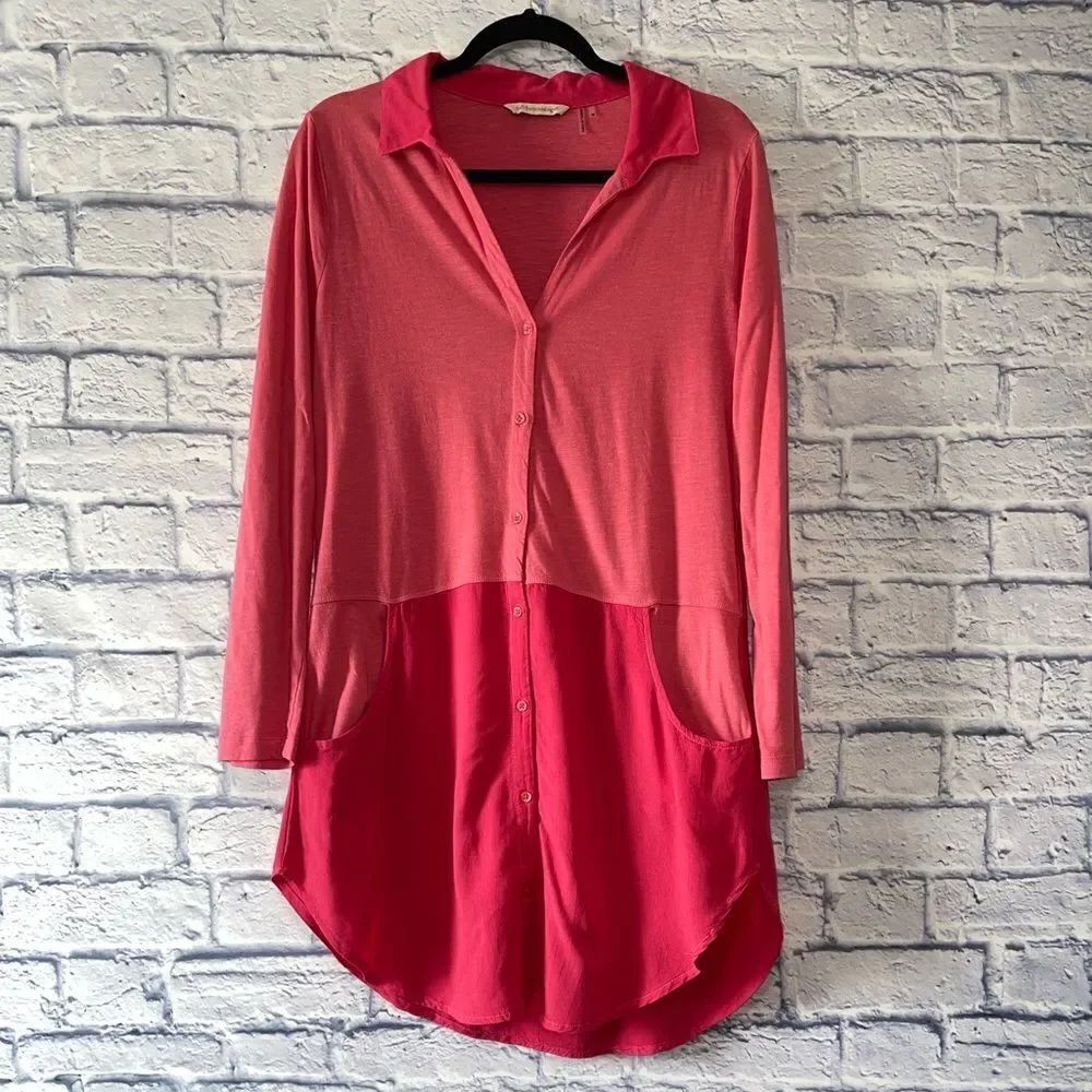 Soft surroundings pink mixed media button down tunic - Picture 12 of 12